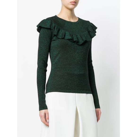 Diane Von Furstenberg Sweaters - Diane Von Furstenberg Ruffle Pullover Forest